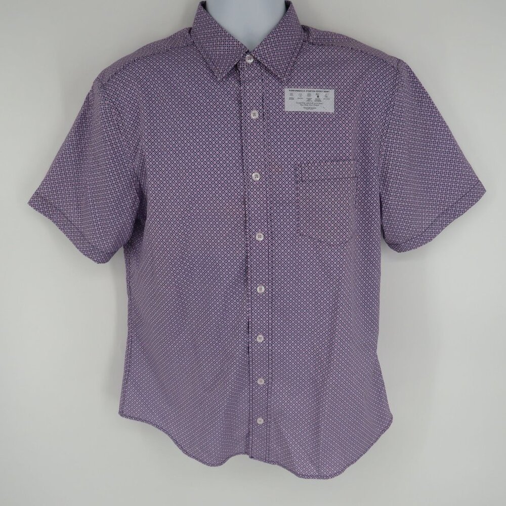 Nick Graham Men's Performance Stretch Short Sleeve Button Up Shirt Med NWT